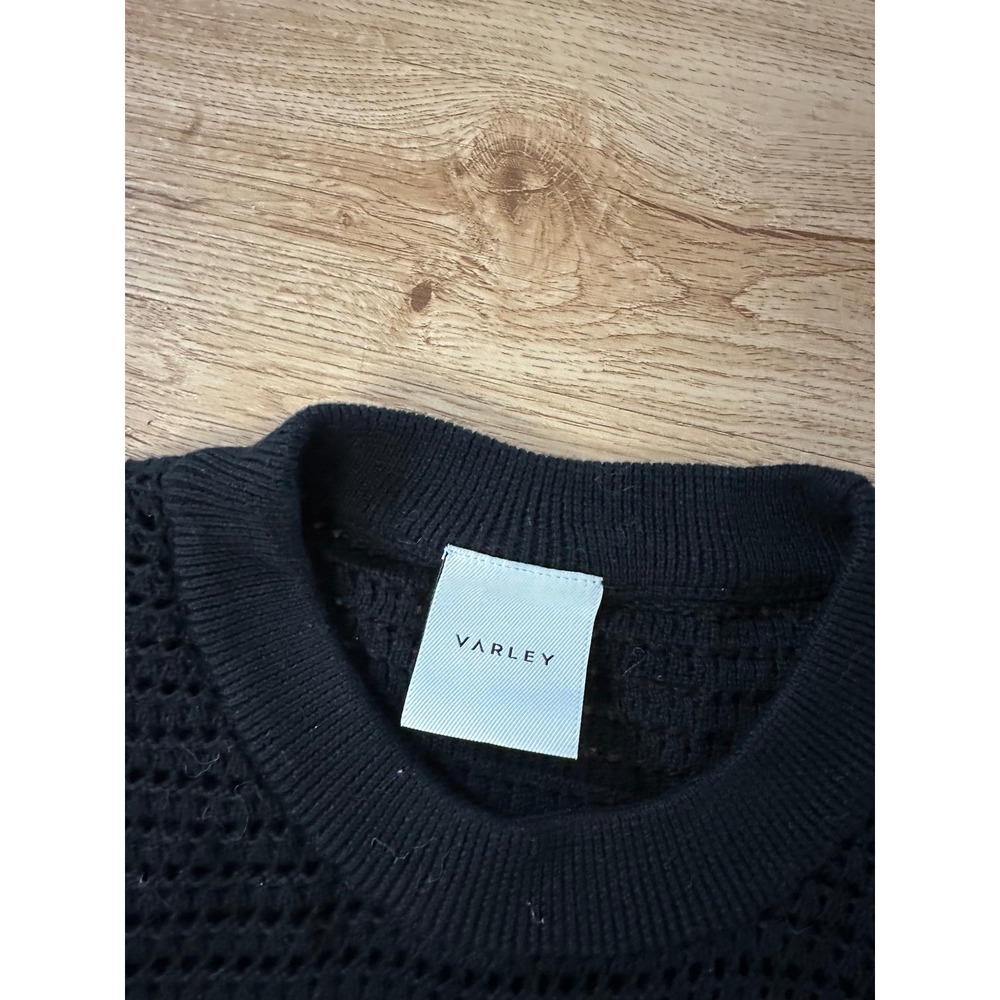 Varley Black Open Knit Cotton Sweater Oversized Medium - Picture 2 of 4